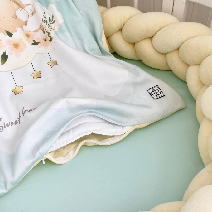 Set lenjerie pentru Patut Bebe din 6 piese Lion crem (18)